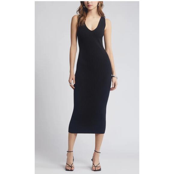 Open Edit Maxi Reversible Tank Dress, Women’s XS Black Modal, Side Slits Capsule - Picture 2 of 13